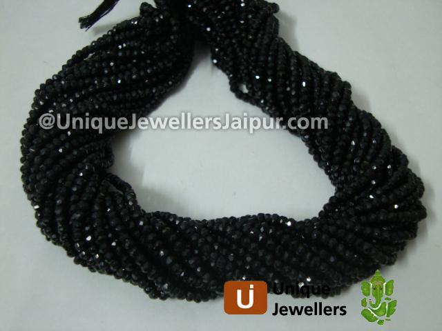 Black Spinel Faceted Roundelle Beads